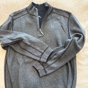 Tommy Bahama reversible quarter zip Mens Sweater Black/Gray Medium